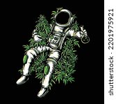 Astronaut with cannabis leaf vector illustration