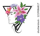 Woman Face And Peruvian Lily ...