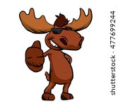 Cute Moose Cartoon Waving.happy ...