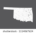 U.S. states - map of Oklahoma. Hand made. Rivers and lakes are shown. Please look my other images of cartographic series - they are all very detailed and carefully drawn by hand WITH RIVERS AND LAKES.