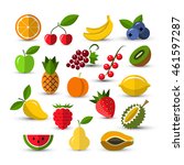 set of different fruits and... | Shutterstock . vector #461597287