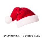 Red Santa Claus helper hat isolated on white background. Christmas and New Year celebration