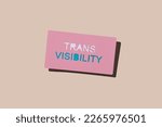 a pink cardboard sign with the text trans visibility on a pale pink background