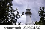Small photo of famous cape byron lighthouse in byron bay, new south wales, australia; unique lighthouse on the cliff