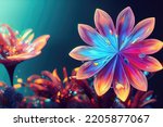 Colorful Flower In Neon Colors. ...