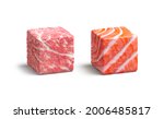 Blank Meat And Fish Cube Mockup ...