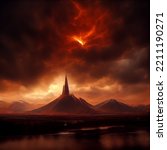 mordor lord of the rings sauron red black eye