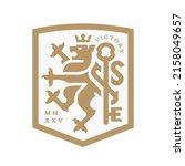 lion and key crest heraldry... | Shutterstock .eps vector #2158049657