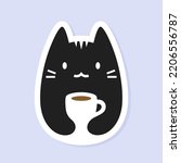 Kawaii Coffee Cat Sticker. Cute ...