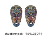 colorful mask make from wood... | Shutterstock . vector #464139074