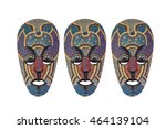 colorful mask make from wood... | Shutterstock . vector #464139104