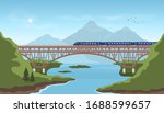 landscape with railway bridge.... | Shutterstock .eps vector #1688599657