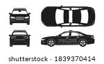 black silhouette of police car. ... | Shutterstock .eps vector #1839370414