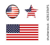 icons of american flag on white ... | Shutterstock .eps vector #628135691