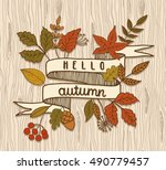 hello autumn  ribbon banner ... | Shutterstock .eps vector #490779457