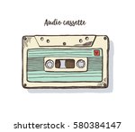 doodle vintage audio tape... | Shutterstock .eps vector #580384147