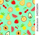 summer fruits  seamless... | Shutterstock .eps vector #340526834