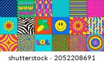 set of abstract trendy 90s... | Shutterstock .eps vector #2052208691