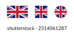 Uk flag icon. British banner signs. England