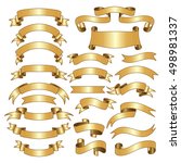 twenty three gold ribbons.... | Shutterstock .eps vector #498981337