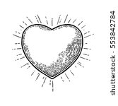 Heart With Rays. Vector Black...