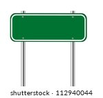 Blank Green Traffic Road Sign...