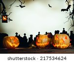 Halloween pumpkin on wooden...