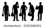 young man with shopping bag... | Shutterstock .eps vector #1052360201
