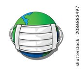 the globe wears a mask for... | Shutterstock .eps vector #2086883497