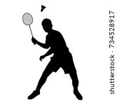 silhouettes of badminton player ... | Shutterstock .eps vector #734528917