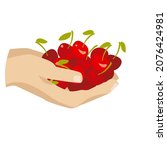 cherry handful illustration for ... | Shutterstock .eps vector #2076424981