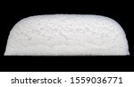 Small photo of White Snow Cap Isolated on Black Background. Snowcap Collage Element.
