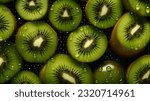 Small photo of Overhead Shot of Kiwis with visible Water Drops. Close up.