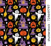 vector halloween seamless... | Shutterstock .eps vector #724649797