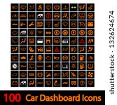 100 Car Dashboard Icons. Vector ...
