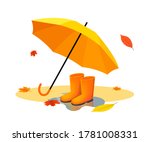 Orange Umbrella And Rubber...