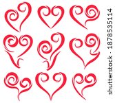 vector set of red hearts. curls ... | Shutterstock .eps vector #1878535114