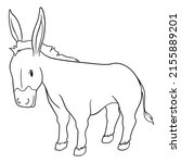 Cute Donkey In Outlines  With...