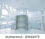 Transparent elevator and staircase