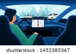 autonomous smart driverless... | Shutterstock .eps vector #1452385367