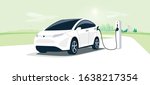 electric car on charging... | Shutterstock .eps vector #1638217354