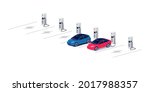 electric cars charging on empty ... | Shutterstock .eps vector #2017988357