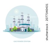 gas power plant station. gas... | Shutterstock .eps vector #2077340431