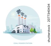 coal fired power plant station. ... | Shutterstock .eps vector #2077340434