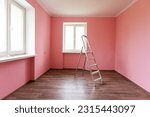 Small photo of Stepladder standing in the room to renovate