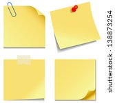 sticky notes   set of yellow... | Shutterstock .eps vector #138873254