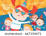 children having fun at birthday ... | Shutterstock .eps vector #667154671