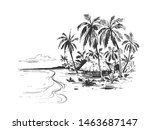 sketch of a tropical beach with ... | Shutterstock .eps vector #1463687147