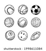 sport balls  vector sketch... | Shutterstock .eps vector #1998611084