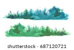 watercolor silhouette of grass... | Shutterstock . vector #687120721
